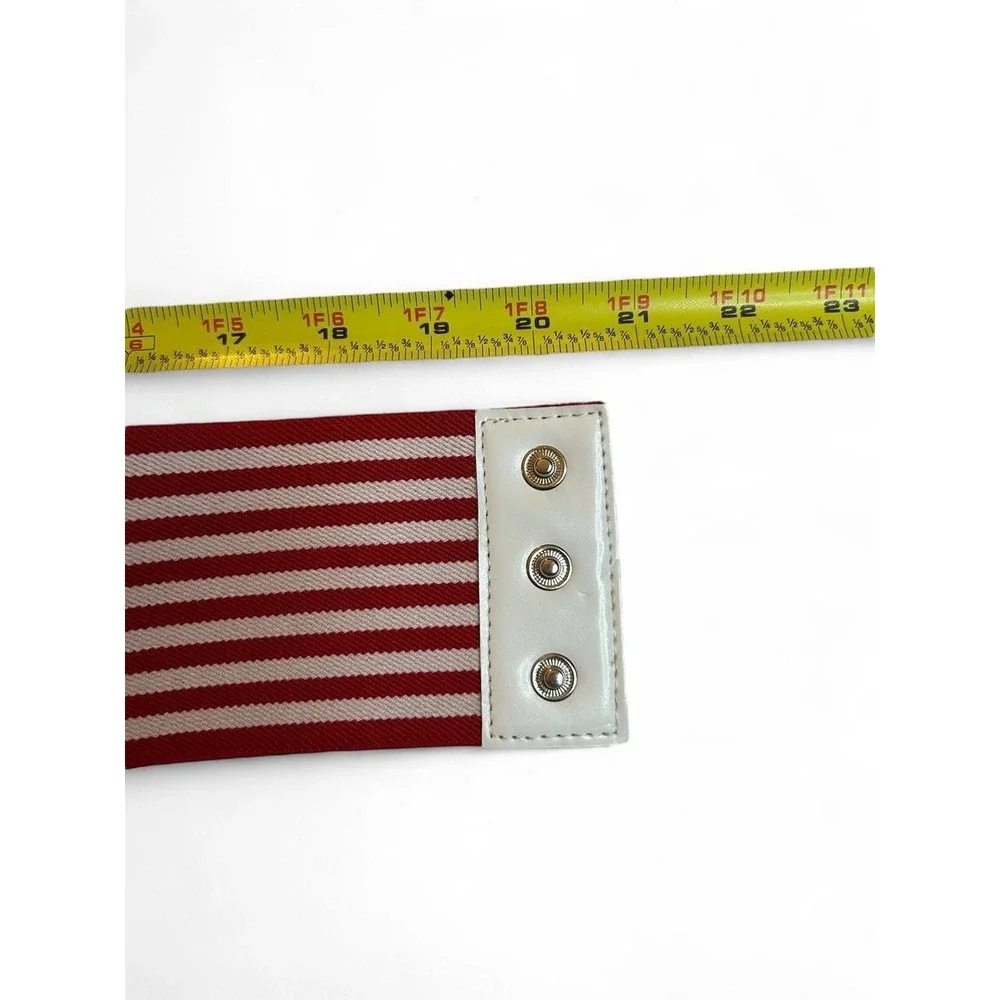 Waist Belt Retro Nautical Cute Coquette Candy Stripe Stretch Cinch Red White S/M